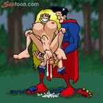 смотреть порно гиф Супермен, Супермен стоя насаживает блондинку на свой огромный член