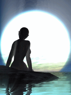 голая девушка на фоне луны. анимационаая картинка 94
