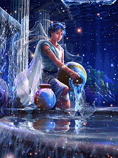 девушка наполняющая водой бассейн. анимационаая картинка 99