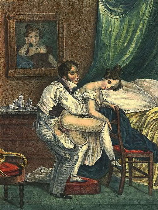 дворянский секс сзади стоя, старинная эротическая гравюра