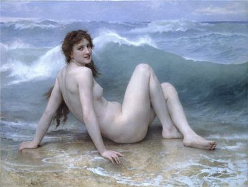 обнаженная Венера купающаяся в волнах прибоя. эротическая живопись и графика, ню, живопись