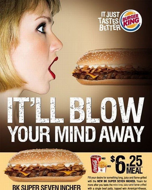 это просто сдует ваш мозг. реклама семидюймового сэндвича, сексуальная реклама, эротика в рекламе фото