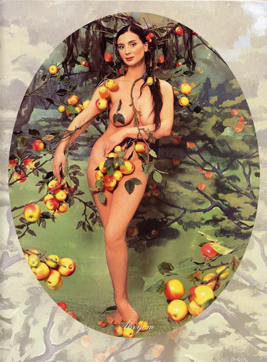 фото голая Екатерина Стриженова среди яблок, фото под старую картину